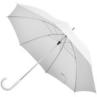 Зонт-трость с пластиковой ручкой нейлон D=103 см  / шелкография, белый