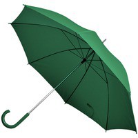 Зонт-трость с пластиковой ручкой нейлон D=103 см  / шелкография, зеленый