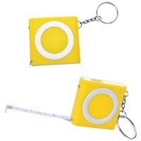 Брелок-рулетка (1м) с фонариком; желтая, 5х10х1,2см, пластик
