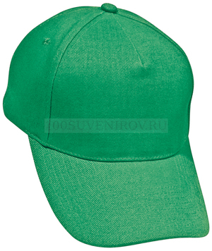 Фото Бейсболка "Премиум", 5 клиньев, металлическая застежка; ярко-зеленый; 100% хлопок; плотность 350 г/м2