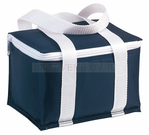 Фото Практичная сумка-холодильник на 3 л. (6 банок по 0,33 мл), 19 х 14,5 х 12,5 см (тёмно-синий, белый)