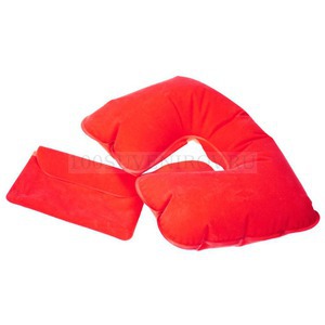 Фото Надувная подушка под шею в чехле, красная