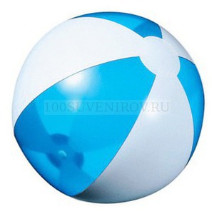 Фото Мяч надувной пляжный (синий прозрачный, белый)