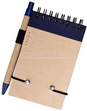 Фото Блокнот на кольцах, Eco note с ручкой, синий