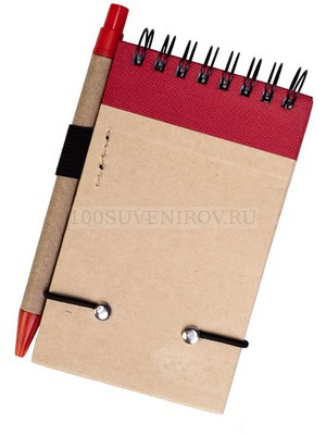 Фото Блокнот на кольцах, Eco note с ручкой, красный