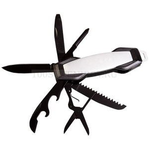 Фото Карманный нож серебристый с черными лезвиями из металла HEXOGEN