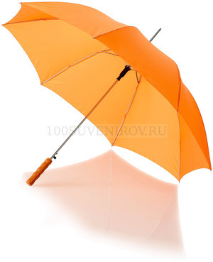 Фото Большой зонт-трость LISA, полуавтомат, с деревянной ручкой под нанесение логотипа трафаретной печатью, d102 х 83 см (оранжевый)