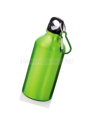 Фото Бутылка с карабином, объем 350 мл (зеленое яблоко, черный)