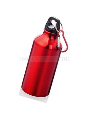 Фото Бутылка с карабином, объем 350 мл. (красный, черный)