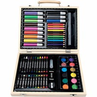Набор для рисования из 67 предметов: краски, карандаши, фломастеры, мелки, палитры, клей, точилка, карандаши, кисточка, линейка и игры рулетки