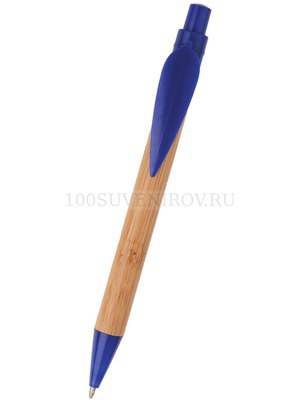 Фото Ручка шариковая "Листок" натуральная-синяя (светло-коричневый, синий)