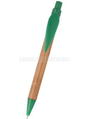 Фото Ручка шариковая "Листок" натуральная-зеленая (светло-коричневый, зеленый)