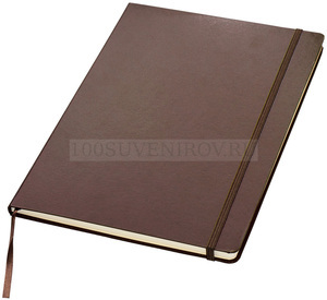 Фото Записная книжка коричневая на 80 страниц с застежкой, формат А4
