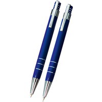 Набор «Эльба»: ручка шариковая, механический карандаш в футляре синий, синий/серебристый