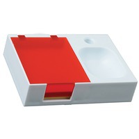 Подставка под ручку и скрепки с бумажным блоком, белый/красный