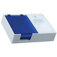 Подставка под ручку и скрепки с бумажным блоком, белый/синий