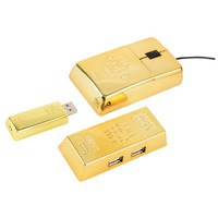 Набор подарочный компьютерных аксессуаров «Золотая долина»: оптическая мышка, USB Hub на 4 порта, флеш-карта USB 2.0 на 4 Gb, переходник