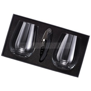 Фото Набор аксессуаров для вина: 2 бокала на 445 мл, штопор-открывалка (черный, серебристый, прозрачный)