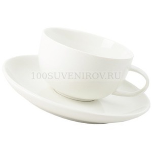 Фото Чайная пара белая из фарфора: чашка на 160 мл с блюдцем