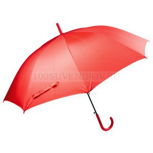 Фото Большой зонт-трость ЯРКОСТЬ с пластиковой ручкой, полуавтомат, d100 х 82,5 см (красный)