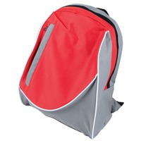 Рюкзак с 1 отделением и карманом на молнии, серый/красный