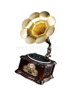 Фото Металлический элегантный ретро-граммофон с функцией проигрывателя пластинок, сд-дисков, воспроизведение музыки с флеш-накопителей, радио