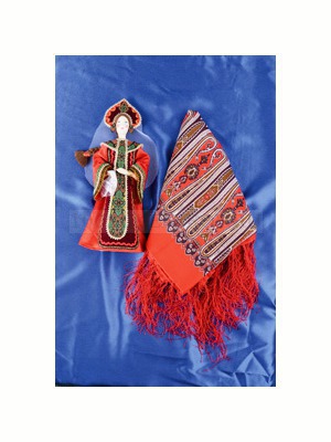 Фото Набор: кукла в народном костюме, платок «Евдокия» (красный)
