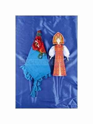 Фото Набор: кукла в народном костюме, платок «Марфа» (синий, красный)