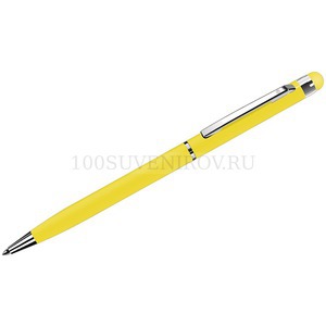 Фото TOUCHWRITER, ручка шариковая со стилусом для сенсорных экранов, желтый/хром, металл