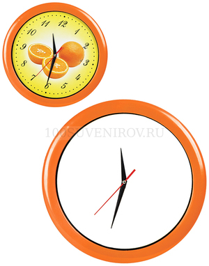 Фото Часы настенные "ПРОМО" разборные ; оранжевый,  D28,5 см; пластик/стекло