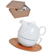 Набор Мила: чайник и чайная пара в подарочной упаковке, 500мл и 300мл, фарфор, бамбук и денежный подарок на День