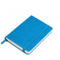 Бизнес-блокнот "Casual", 130*210 мм, голубой, твердая обложка,  резинка 7 мм, блок-линейка, тиснение
