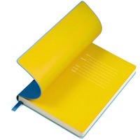 Бизнес-блокнот "Funky", 130*210 мм, голубой, желтый форзац, мягкая обложка, блок-линейка