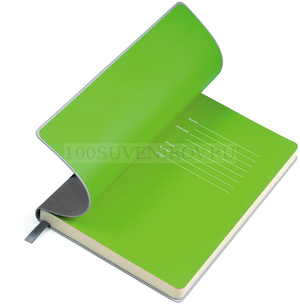 Фото Бизнес-блокнот "Funky", 130*210 мм,  серый, зеленый форзац, мягкая обложка, блок-линейка