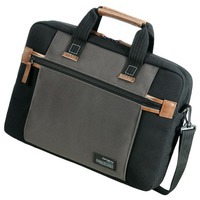 Кожаная сумка для ноутбука Sideways Laptop Bag, черная с серым