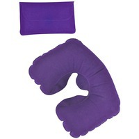 Подушка надувная дорожная в футляре; фиолетовый; 43,5х27,5 см; твил; шелкография