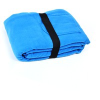 Плед Уютный с карманами для ног; синий, 130x150 см; флис 260 гр/м2;  вышивка