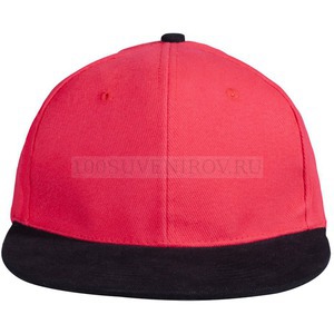 Фото Бейсболка Unit Heat с плоским козырьком, двухцветная, красная с черным