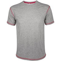 Красивая футболка мужская с контрастной отделкой MUSTANG 150, серый меланж/красный S