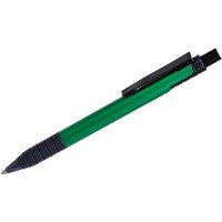 Ручка металлическая TOWER шариковая с грипом, зеленый/черный, металл/прорезиненная поверхность