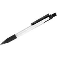 Ручка металлическая TOWER шариковая с грипом, серый/черный, металл/прорезиненная поверхность