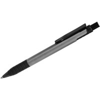 Ручка металлическая TOWER шариковая с грипом, темно-серый/черный, металл/прорезиненная поверхность