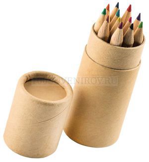 Фото Набор цветных карандашей (12шт) "Игра цвета" в футляре, 3,5х10,3 см,дерево, картон (коричневый)