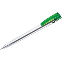 Ручка зеленая из пластика KIKI SAT шариковая, серебристый