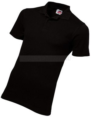 Фото Мужская рубашка поло черная из хлопка FIRST, размер 3XL
