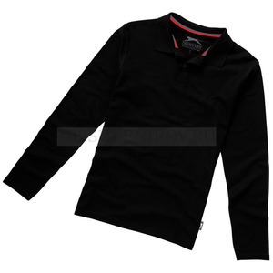 Фото Мужская рубашка поло черная POINT с длинным рукавом, размер M