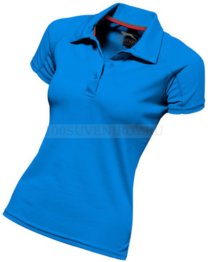 Фото Женская рубашка поло небесно-голубая GAME с трафаретной печатью, размер L