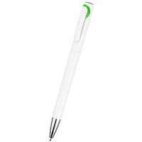 Ручка шариковая дешевая "ЛОКИ", белый/зеленое яблоко