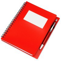 Блокнот с логотипом А5 Контакт с ручкой, красный
