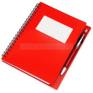 Фото Красный блокнот А5 "КОНТАКТ" с ручкой